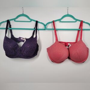 Victoria Secret Body By Victoria Lined Perfect Coverage Pushup Bra 38DD Set Of 2